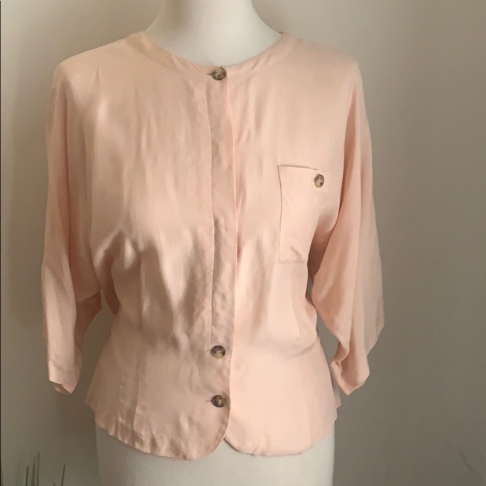 VINTAGE 80s 90s Pink Drapey Blouse